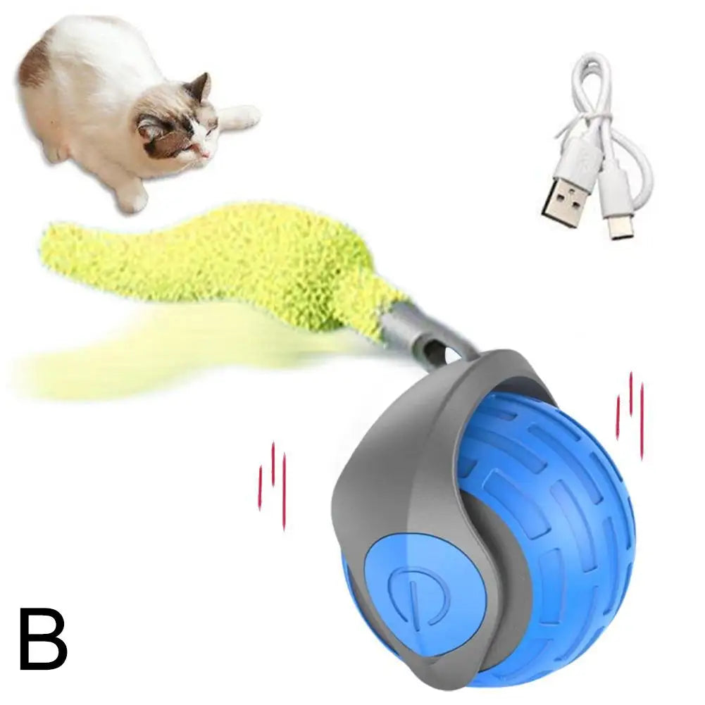 Speedy Tail  Cat Toy Interactive Cat Toys Ball with Tail Auto Smart Rolling Ball Toys for Cat Pet Training Imitate Mouse