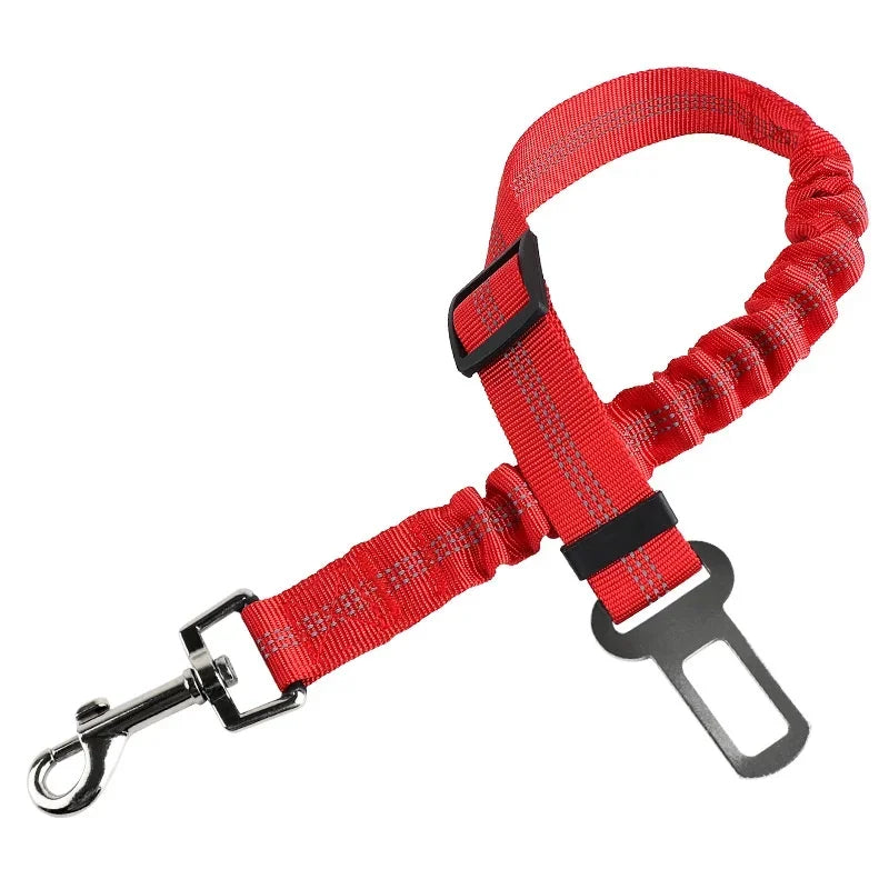 Adjustable Dog Car Seat Belt - Retractable Elastic Safety Leash with Shock Absorption, Pet Car Safety Harness for Dogs
