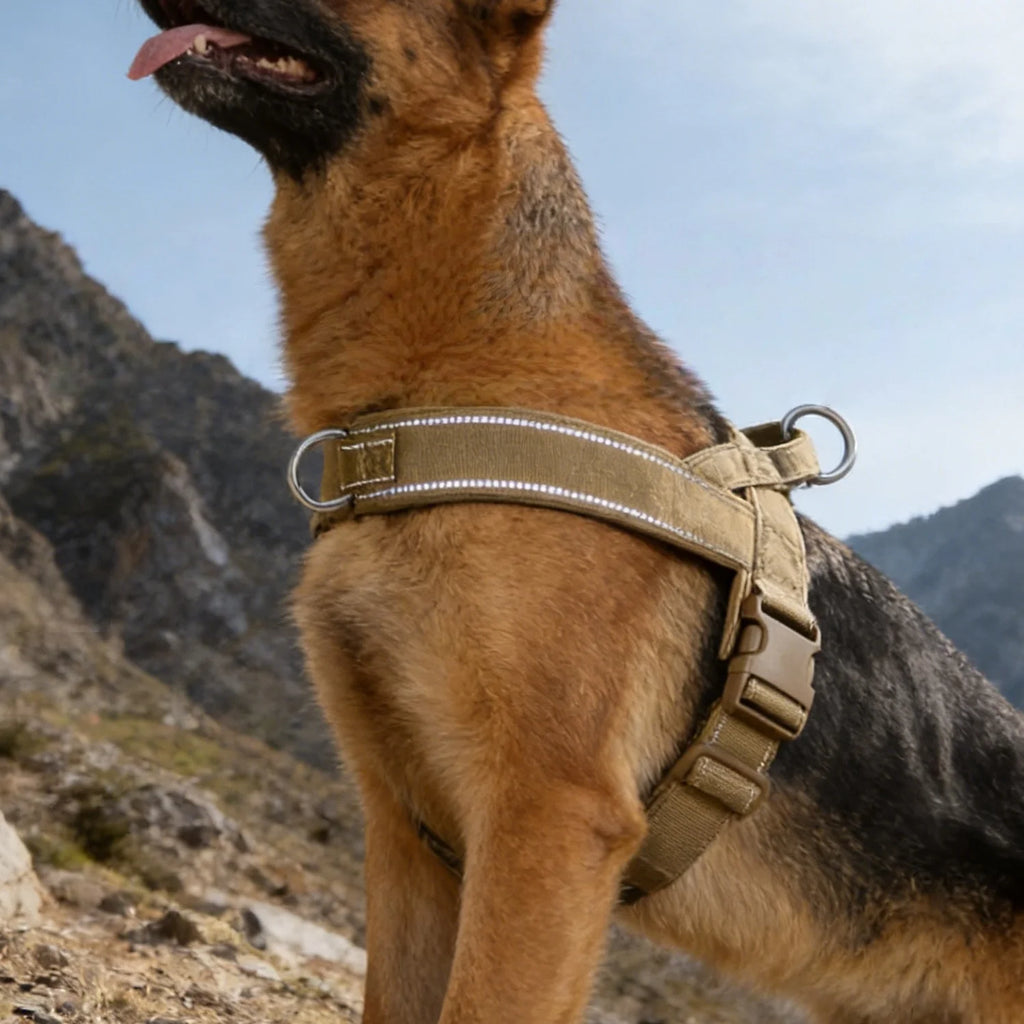 Tactical No-Pull Dog Harness for Large Breed: Heavy-Duty Vest with Reflective Strip, Adjustable & Padded for Control and Pullers