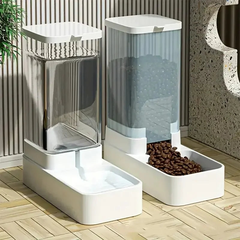 AURABASE - 2-in-1 Pet Gravity Feeder and Water Dispenser Set, Automatic Feeding and Drinking Station for Cats and Dogs.