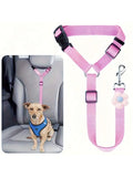 Solid Color Two-in-one Pet Car Seat Belt Nylon Lead Leash Backseat Safety Belt Adjustable Dogs Harness Collar Pet Accessories