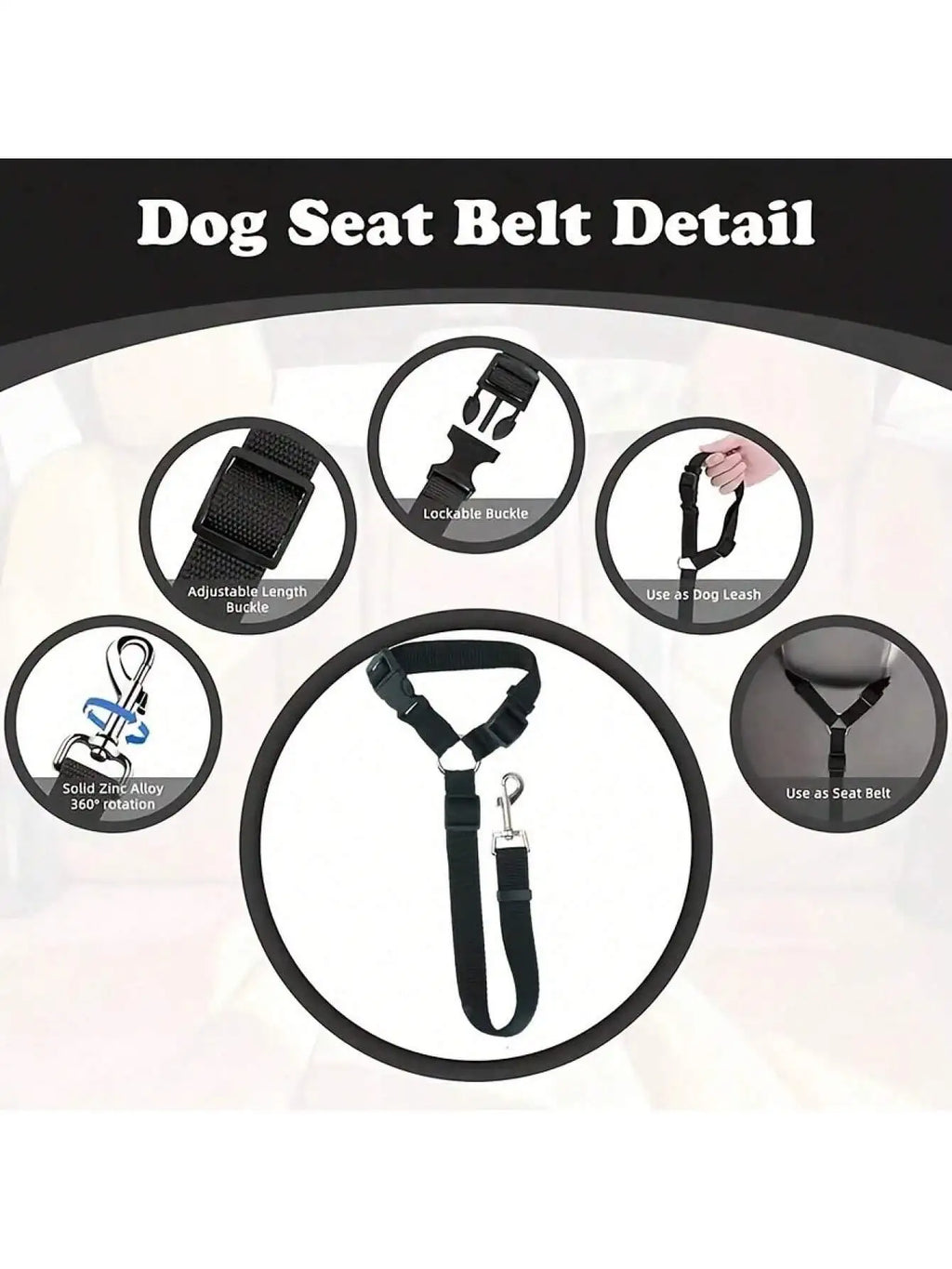 Solid Color Two-in-one Pet Car Seat Belt Nylon Lead Leash Backseat Safety Belt Adjustable Dogs Harness Collar Pet Accessories