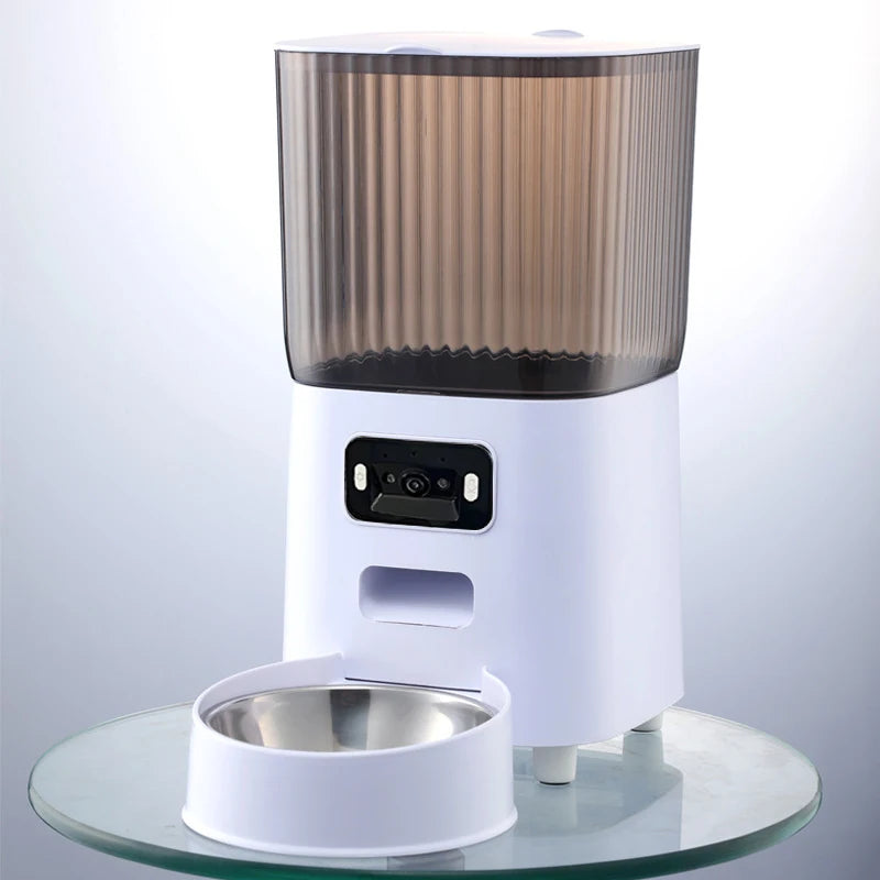 AURABASE - 5L Double Bowls Smart Automatic Cat Feeder with HD Camera and Voice Recorder.