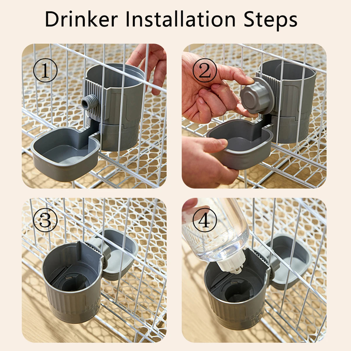 AURABASE - Hanging Automatic Pet Feeder and Water Dispenser, Gravity Auto Feeder and Waterer Set with Container Bowl for Cages.