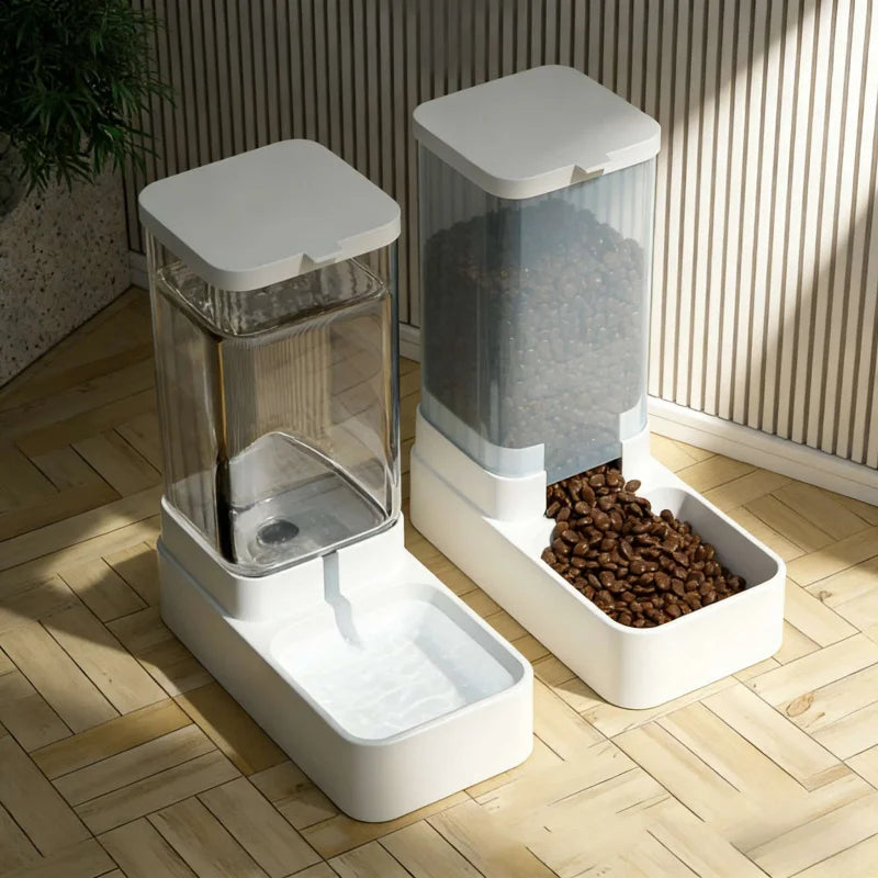 AURABASE - 2-in-1 Pet Gravity Feeder and Water Dispenser Set, Automatic Feeding and Drinking Station for Cats and Dogs.