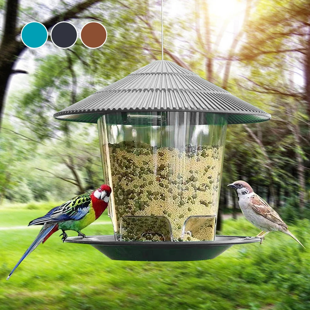 AURABASE - Outdoor Hanging Wild Bird Feeder, Nut and Seed Feeder with Multiple Feeding Ports, Durable Bird Food Dispenser.