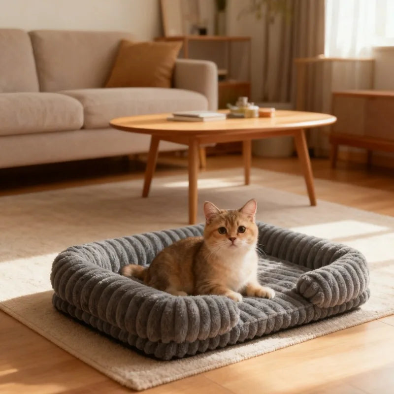 AURABASE - Warm Winter Dog Bed for Small Cats and Medium Dogs, Soft Puppy Sofa Mat.