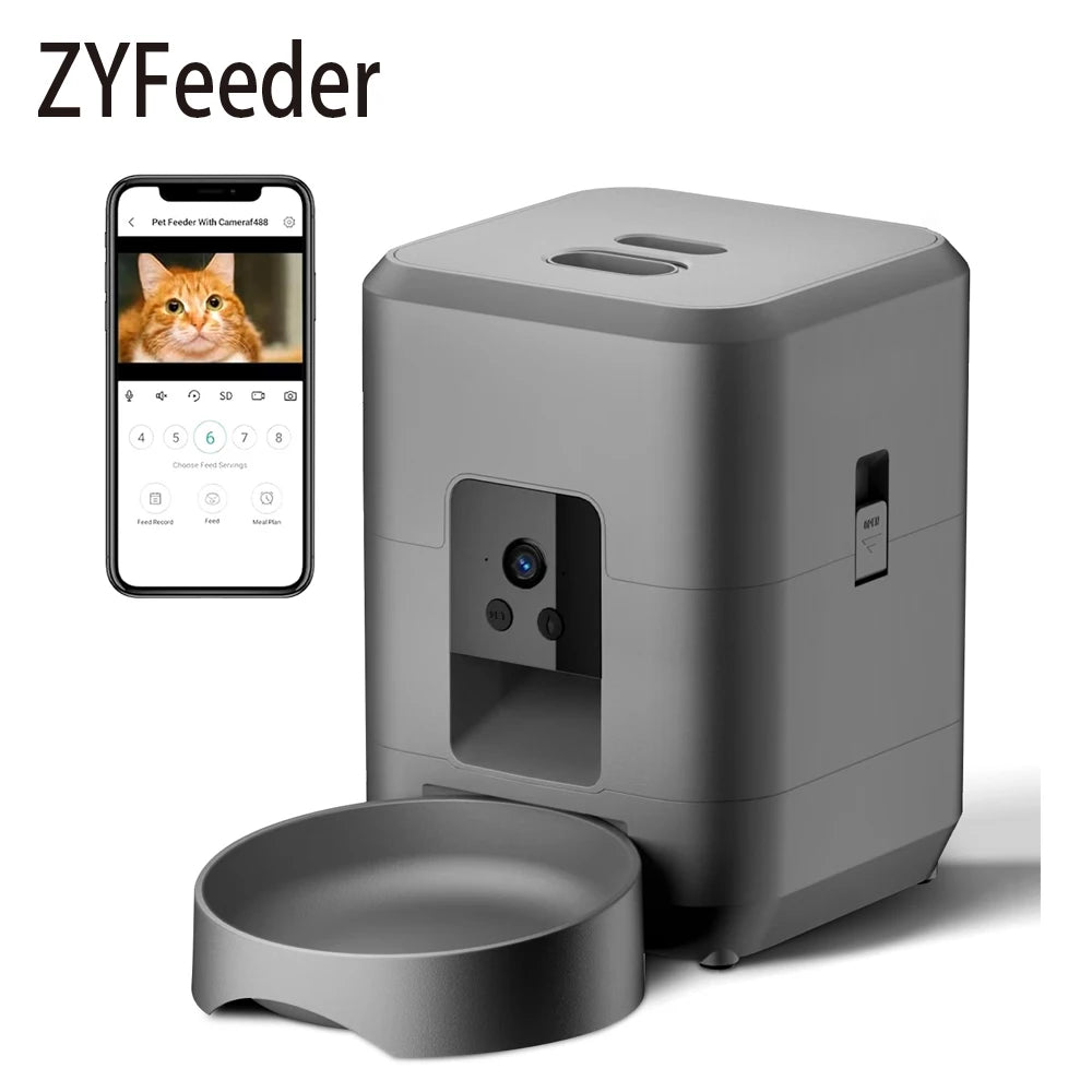 AURABASE - 2L Smart Automatic Pet Feeder with Wi-Fi and Camera, App-Controlled Dog and Cat Food Dispenser.