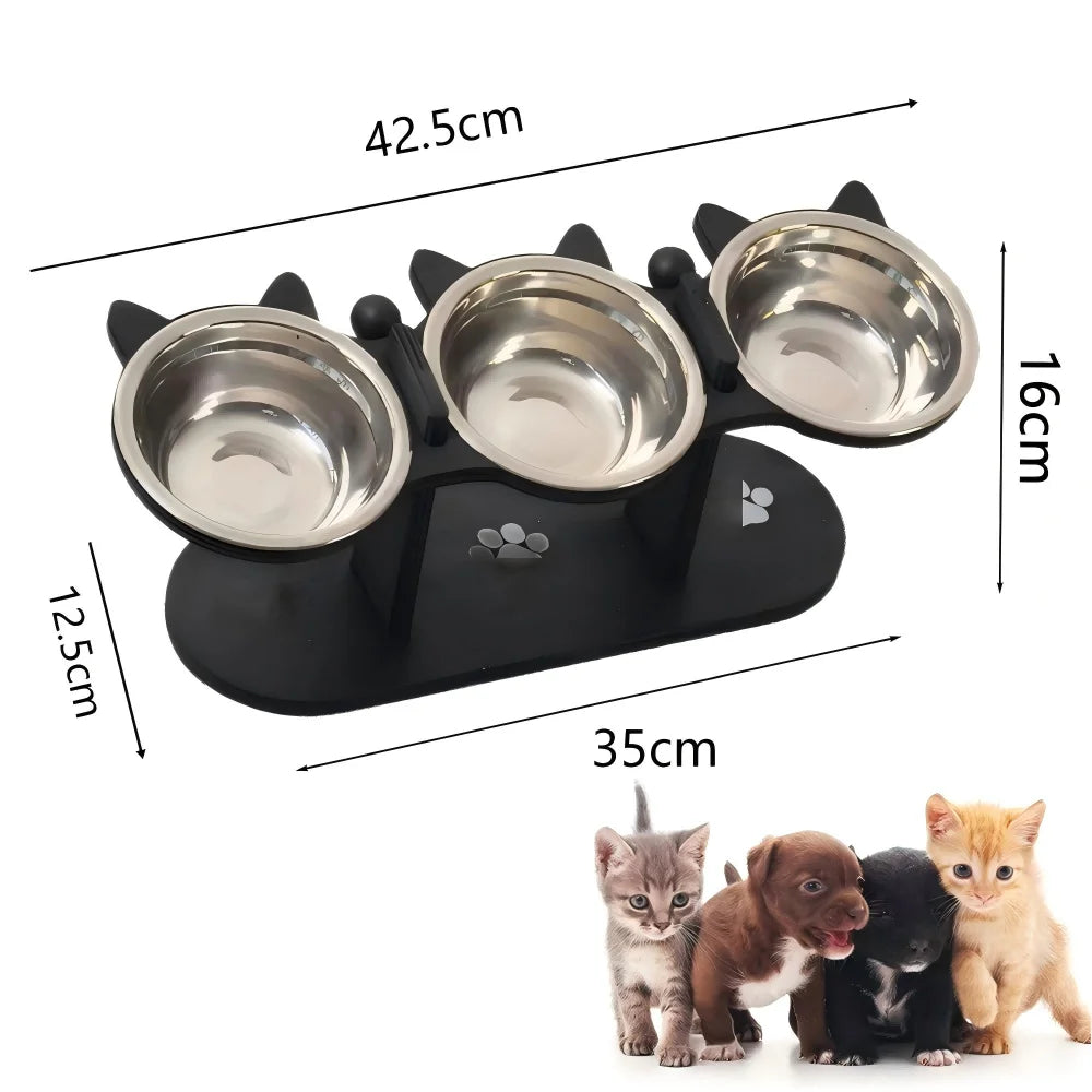 Elevated Cat Food Bowl with Black