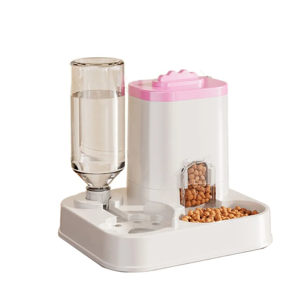 AURABASE - Automatic Cat and Dog Water Dispenser with Integrated Food Basin, Gravity Pet Feeder One-Piece Design, No Batteries Needed.