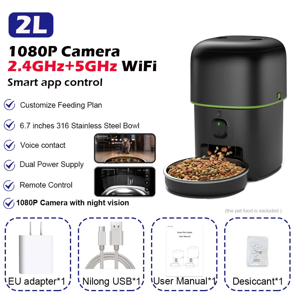 AURABASE - Smart Automatic Cat Feeder with Camera and Wi-Fi, Tuya App Controlled Pet Food Dispenser."