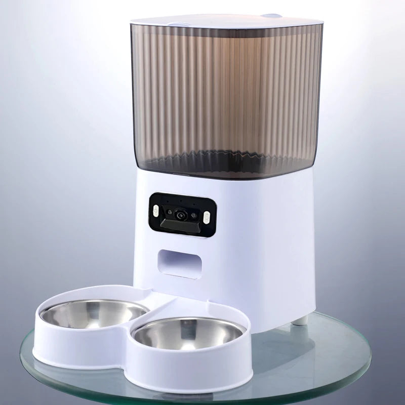 AURABASE - 5L Double Bowls Smart Automatic Cat Feeder with HD Camera and Voice Recorder.
