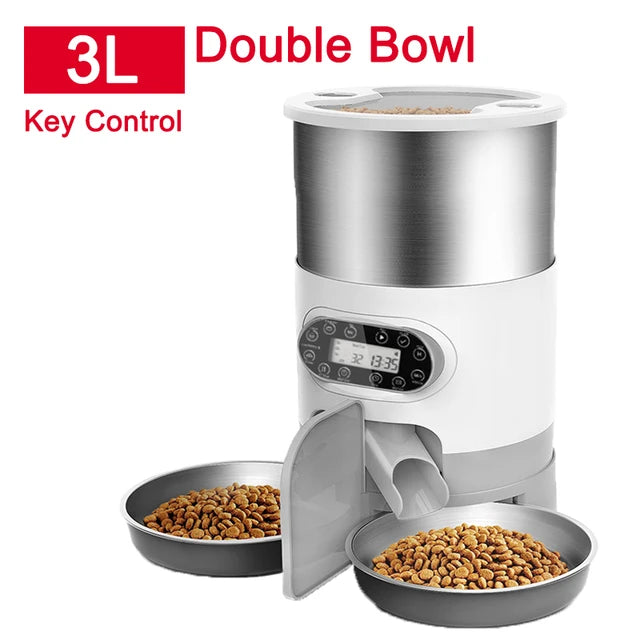 AURABASE - Smart App-Controlled Automatic Cat Feeder, Stainless Steel Double Meal Pet Feeder with Remote Feeding.