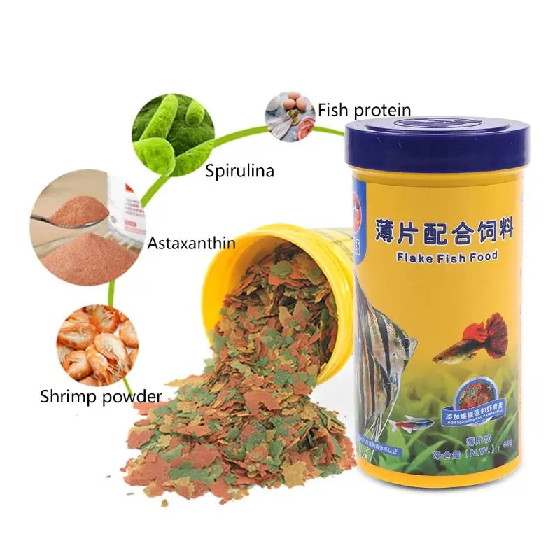 Fish Food Pellets Small Ornamental Fish Growth Mini Pellet Balanced Diet High Protein Spirulina Color Enhanced Formula