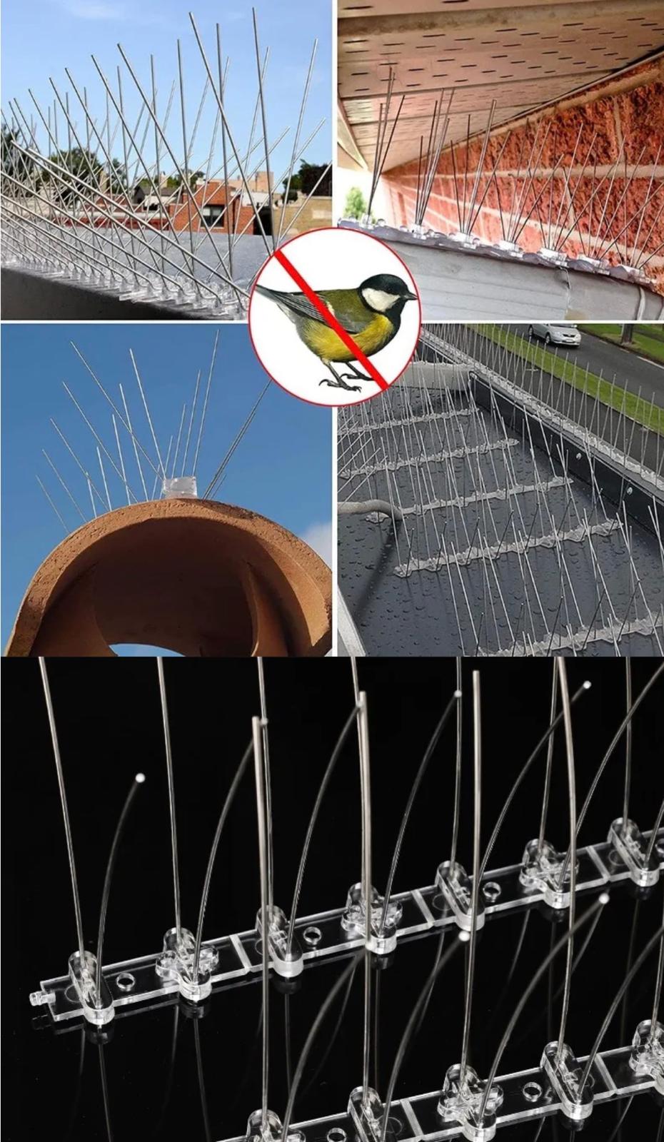 Anti Bird Spikes Pigeons Repellent Outdoor Garden Bird Repeller Squirrel Raccoon Cat Deterrent Spike for Yard Roof Balcony