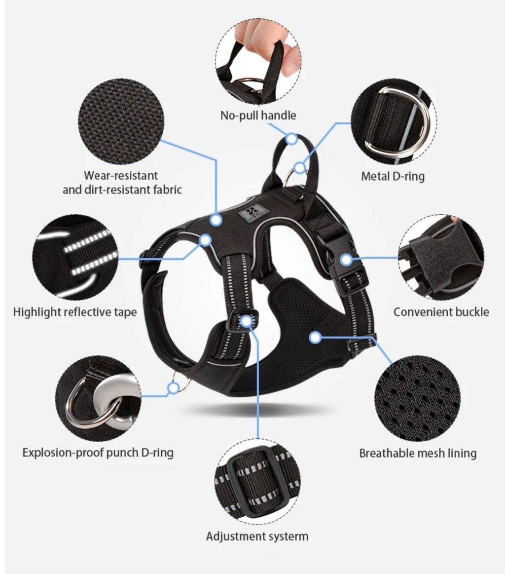 Dog Harness No Pull Reflective Pet Dog Chest Harness Adjustable for Small Medium Large Dogs Outdoor Walking