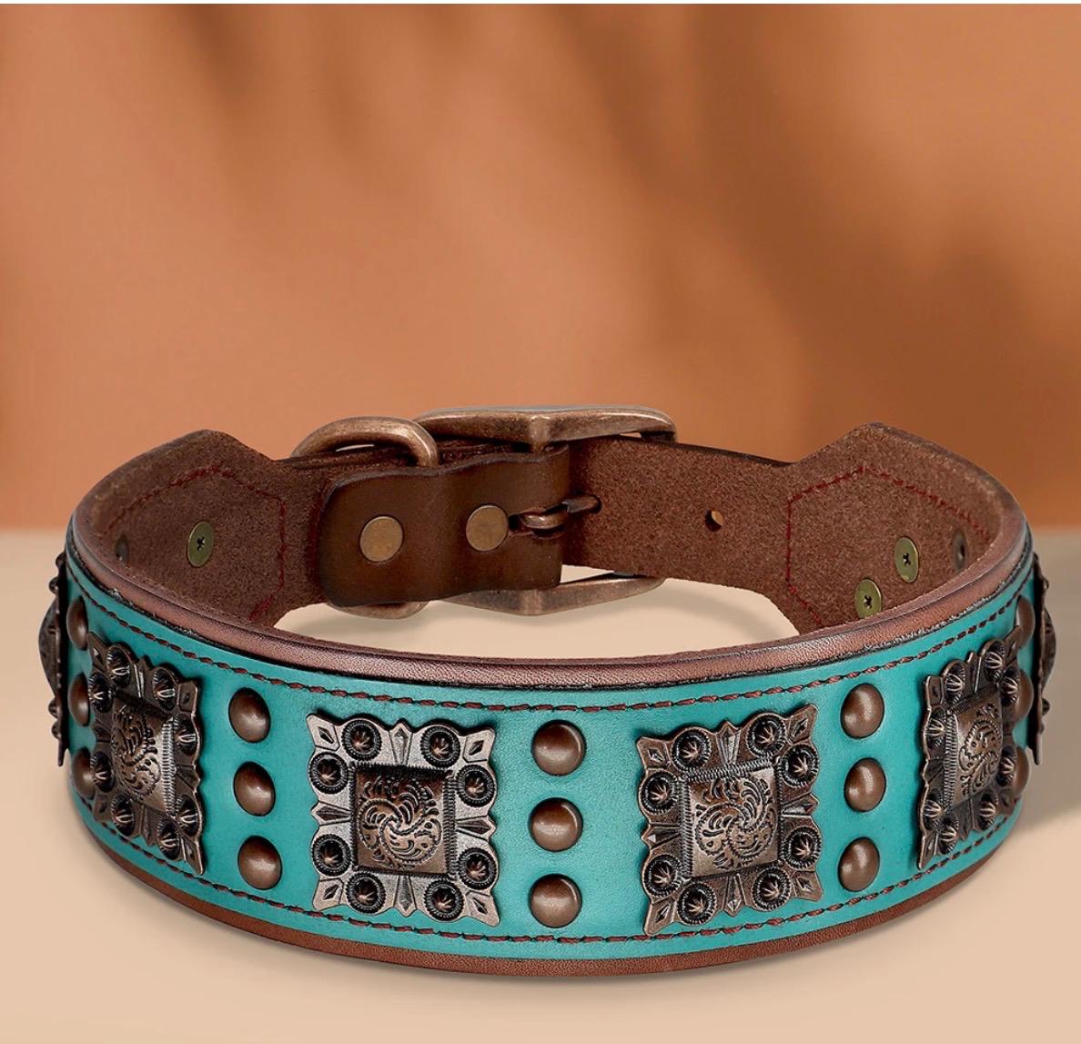 Cool Spiked Dog Collar for Medium Large Dogs Genuine Leather Pitbull Bulldog Adjustable Pet Accessories Collars Necklace