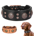 Genuine Leather Dog Collar Cool Spiked Studded Dog Collars Adjustable Pet Necklace for Medium Dogs French Bulldog Labrador
