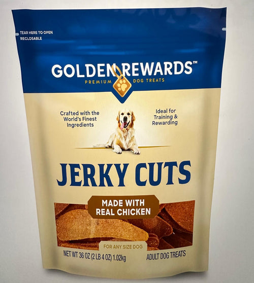 (4 Pack)  Adult Dog Dry Jerky Cut Treats with Real Chicken, 36 Oz Bag