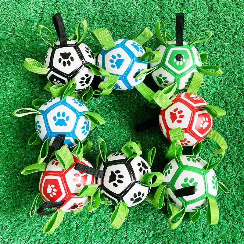 Interactive Pet Football Toys with Grab Tabs Dog Bite Chew Balls Pets Accessories Puppy Outdoor Training Soccer 15Cm for Pet