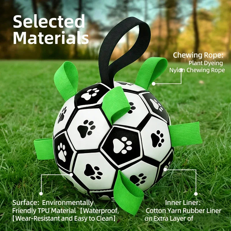 Interactive Pet Football Toys with Grab Tabs Dog Bite Chew Balls Pets Accessories Puppy Outdoor Training Soccer 15Cm for Pet