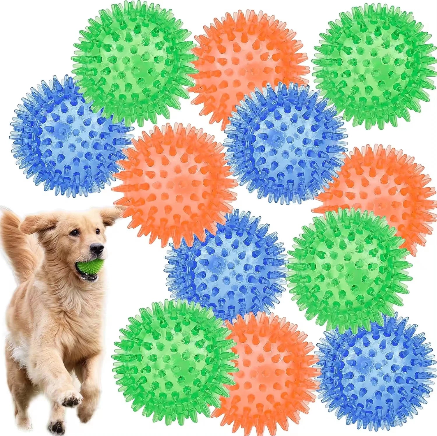 1/36Pcs Squeaky Dog Toys Spiky Dog Balls Cleans Teeth and Gum Health for Your Pet Squeaker Ball Toys for Aggressive Chewers