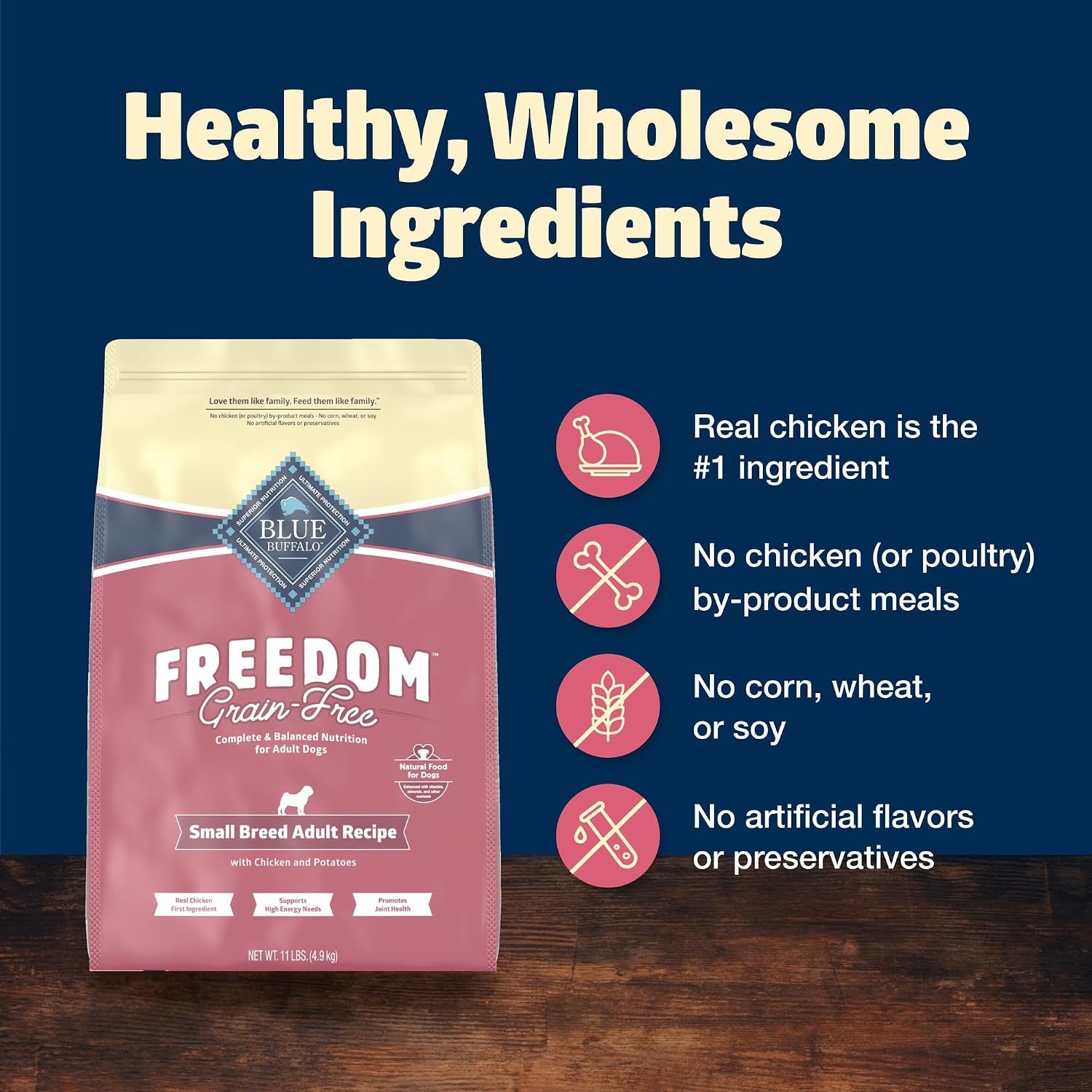 Freedom Grain-Free Small Breed Dry Dog Food, Supports High Energy Needs, Made in the USA with Natural Ingredients, Chicken & Potatoes, 11-Lb Bag