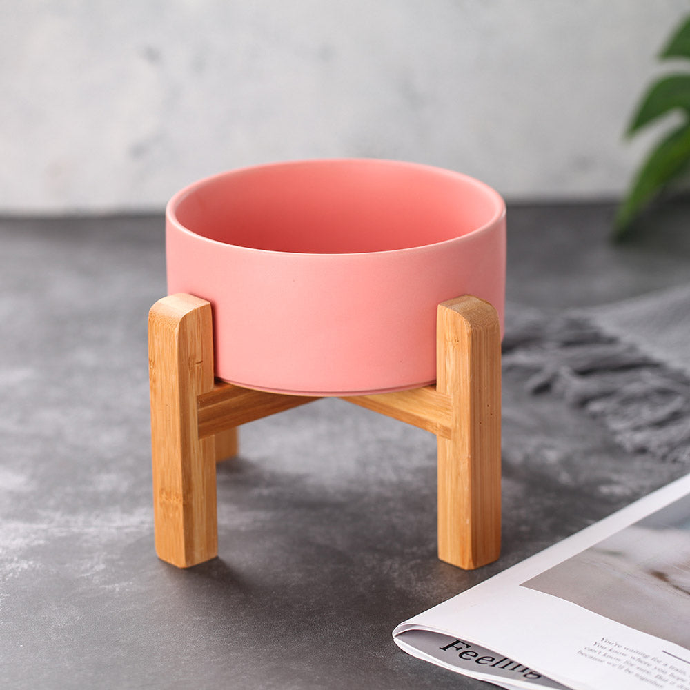 Raised Dog Bowl with Stand - Elevated Feeder - Ceramic Dog Food Bowl - 28 Oz