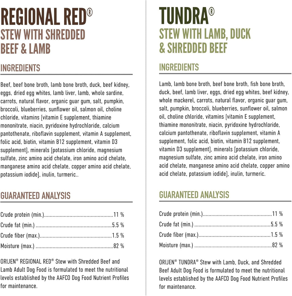 ORIJEN Wet Dog Food Variety Pack Regional Red Tundra Recipes 12.8Oz. Cans | 95% Animal Ingredients, Biologically Appropriate, WHOLEPREY Dog Food, Global Quality Ingredients
