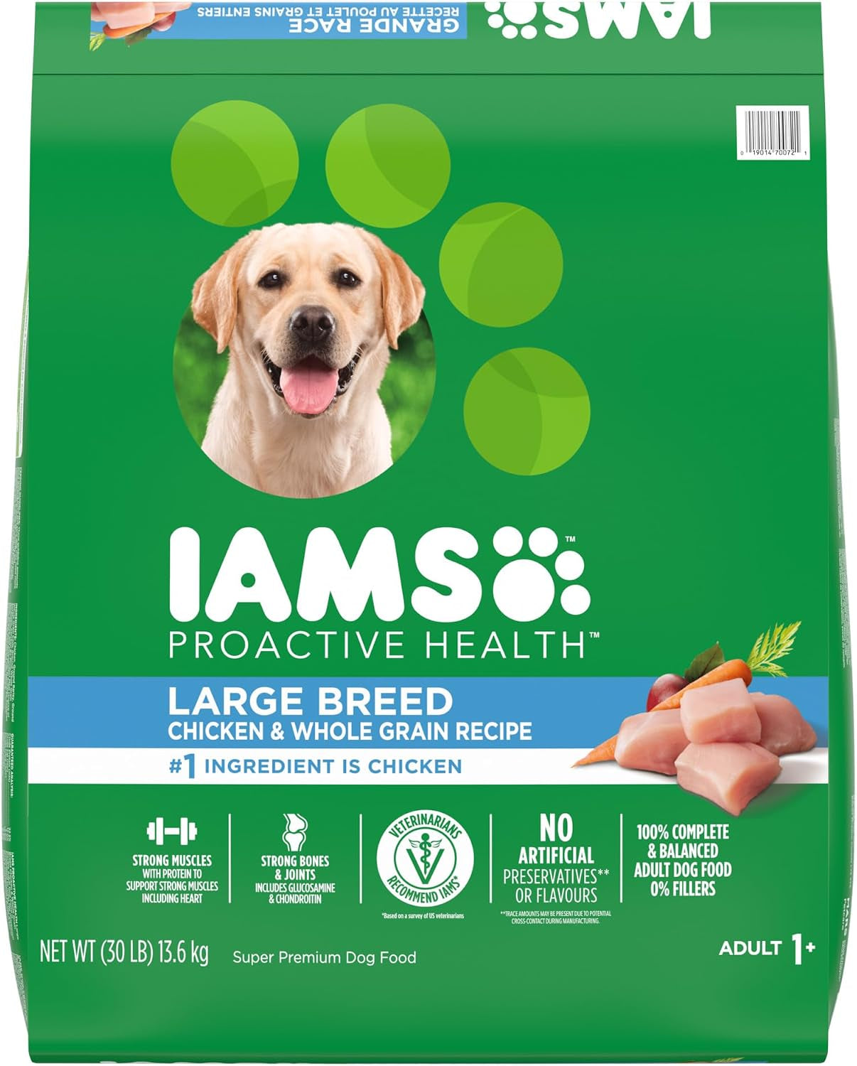 Proactive Health Large Breed Dry Dog Food, Chicken, 30 Lb | Veterinarian-Recommended, Real Chicken #1 Ingredient, L-Carnitine for Metabolism, Glucosamine & Chondroitin, Optimal Calcium